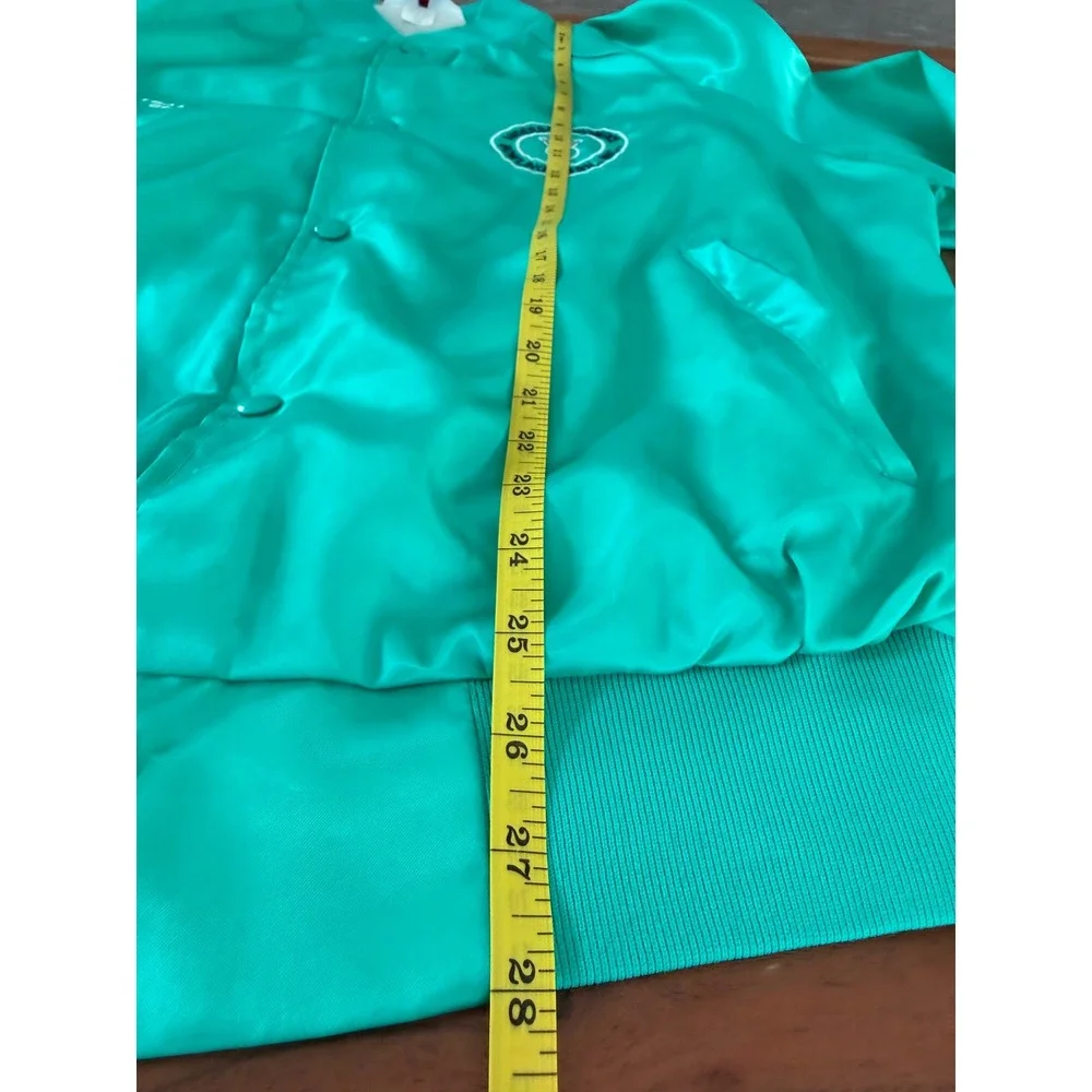 Vintage WestArk Bowling Jacket XL Teal Satin Bomber 1994 Champion Made in USA